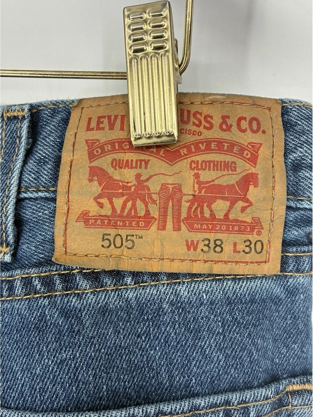 Levi's Original 505 Regular Fit Straight Leg Men's Blue Jeans 38 x 30 Blue Denim
